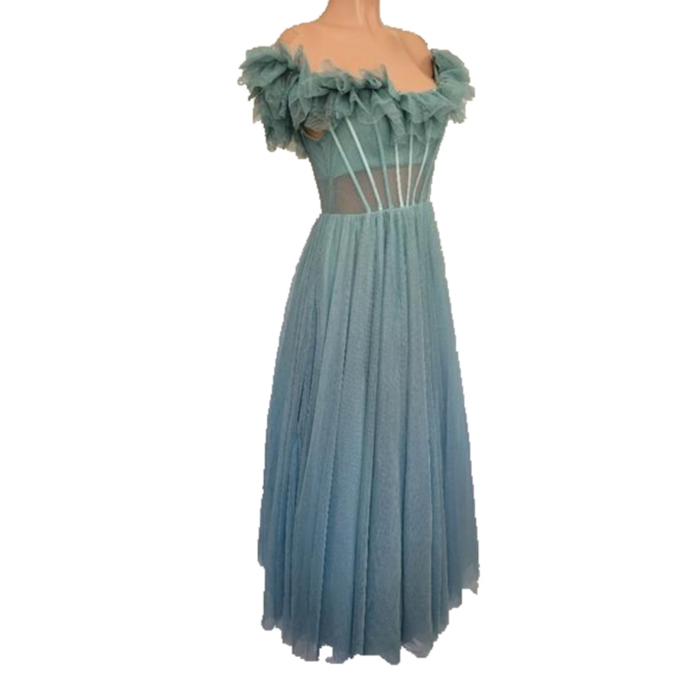 Say Yes to the Prom Glitter Tulle Off The Shoulder Gown Size 13 - Picture 6 of 13